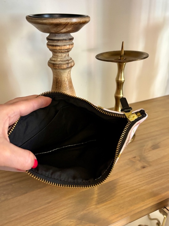 Floral Canvas Zip Pouch- Pink, Coral, Teal - Picture 2 of 4